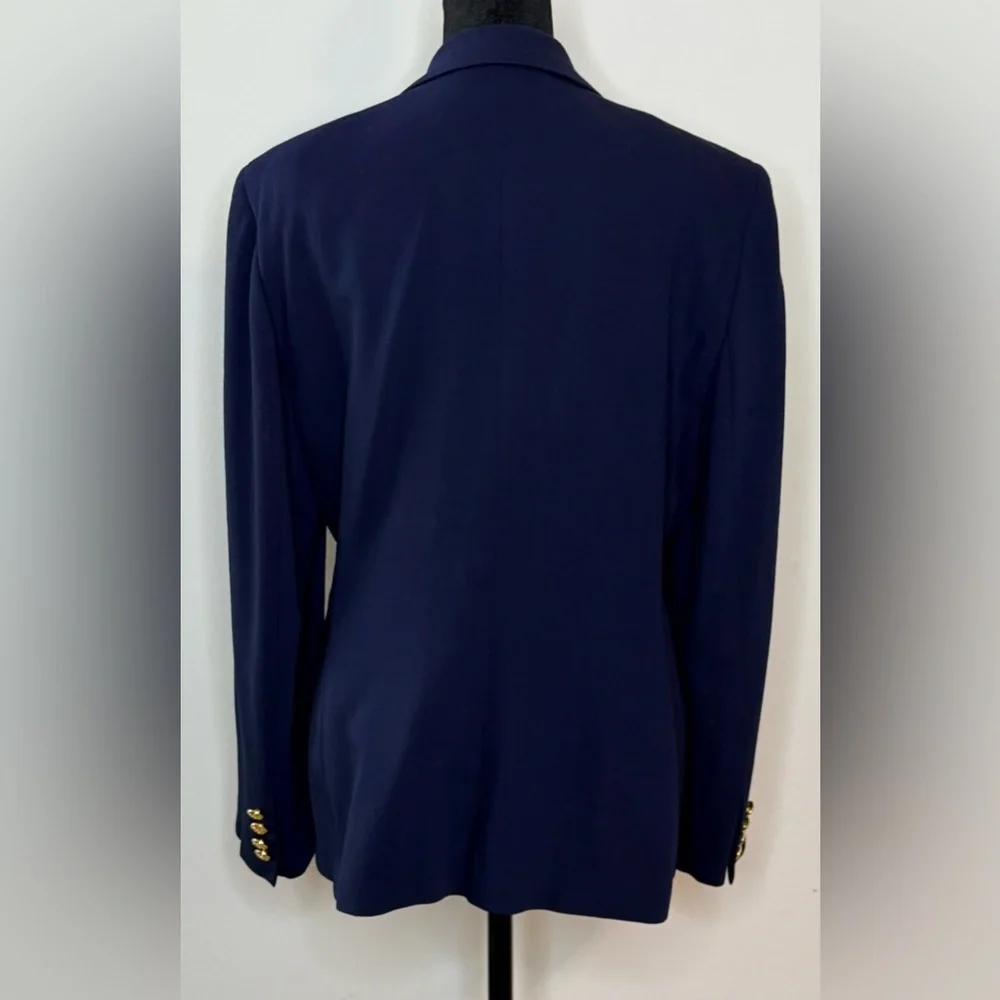 Lauren Ralph Lauren Wool Blend Blazer Preppy Classic lapel collar logo button 12 - Picture 9 of 12